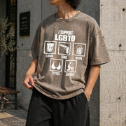 I Support LGBTQ Liquor Vintage Washed T-Shirt in Brown