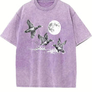 Duck 90s Retro Ducks Nature Moon ® Vintage Washed T-Shirt in Purple