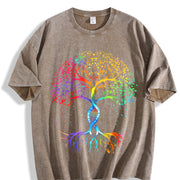 Pride Tree of Life Bella Canvas V-neck Vintage Washed T-Shirt in Brown