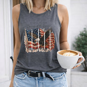 Land of the Free Because of the Brave Women's Color Cotton Tank Top in Gray