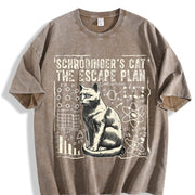 Schrodinger's Cat Escape Plan Vintage Washed T-Shirt in Brown