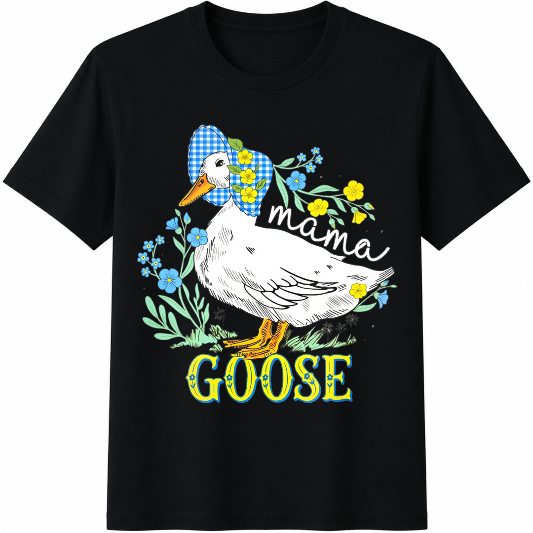 One Silly Goose Mom Cotton T-Shirt in Black
