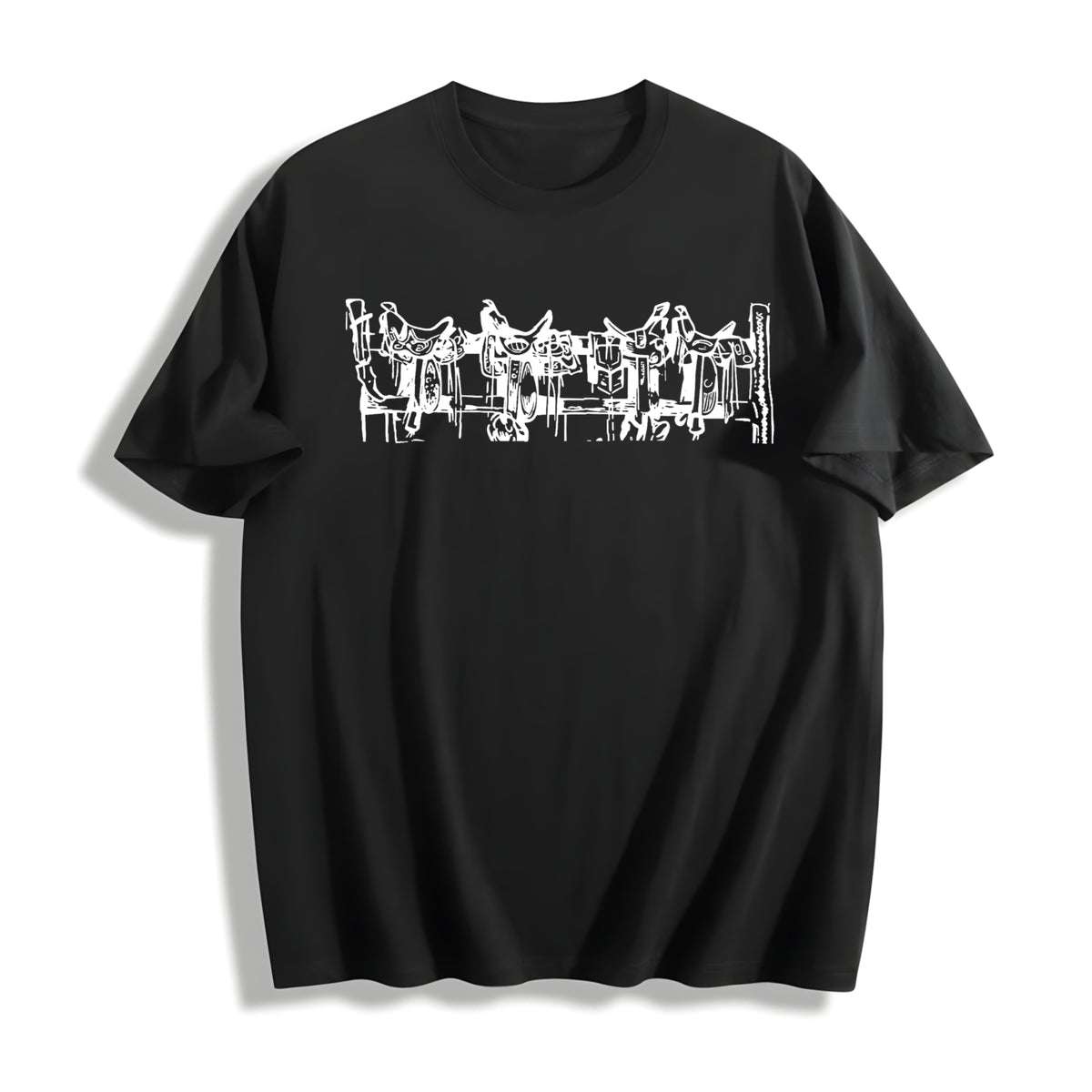 Western Saddle Cowgirl Country Horse Western Stuff Western Cotton T-Shirt in Black