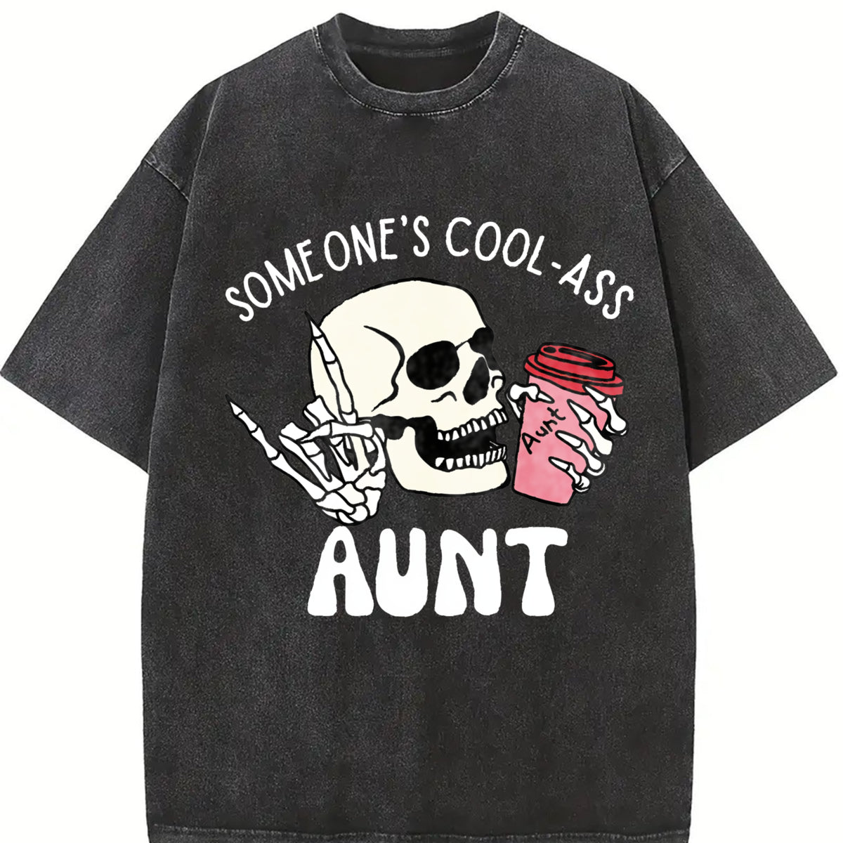 A and Unique Auntie Vintage Washed T-Shirt in Black