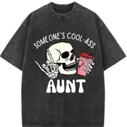 A and Unique Auntie Vintage Washed T-Shirt in Black
