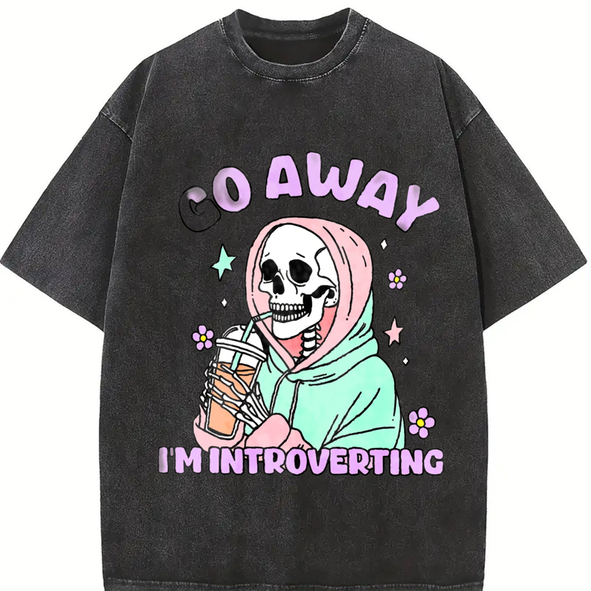 Introvert Vibes for Weekend Warriors Vintage Washed T-Shirt in Black