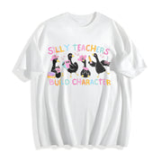Silly Teacher Goose Cotton T-Shirt in White