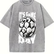 It's Game Day Soccer Vintage Washed T-Shirt in Gray