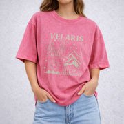 Velaris City of Starlight Acotar vintage washed oversized T-shirt in Red