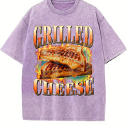 Grilled Cheese Food Lover Vintage Washed T-Shirt in Purple