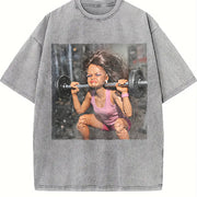 Weightlifting Glam Doll Vintage Washed T-Shirt in Gray