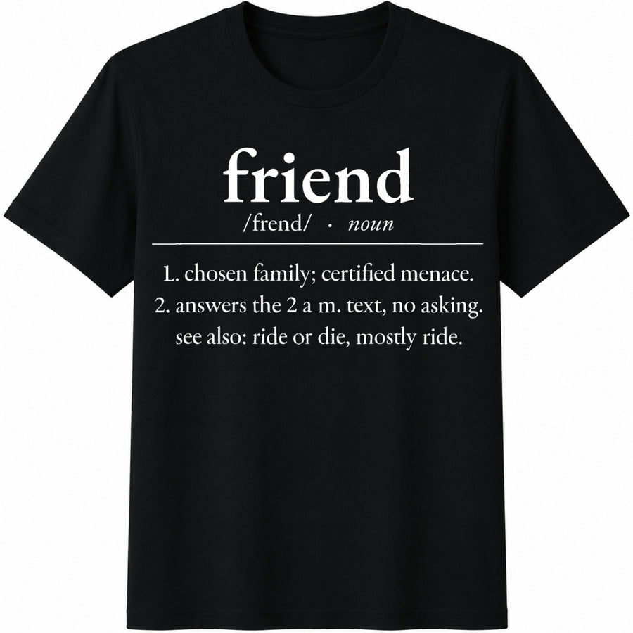 Friend Definition Best Friend and Friendship Day Cotton T-Shirt in Black