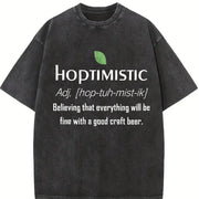 Hoptimistic Beer Lover Vintage Washed T-Shirt in Black
