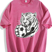 Tiger Soccer Vintage Washed T-Shirt in Red