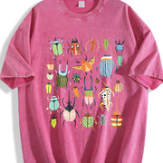 Insect- Party Batik Retro Brand Vintage Washed T-Shirt in Red