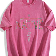 Native Indian American Day Pride Indigenous Native vintage washed oversized T-shirt in Red