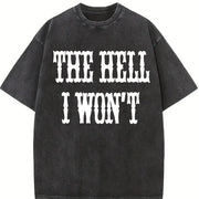 The Hell I Won't Quotes Country Girl Nashville Cowgirl vintage washed oversized T-shirt in Black