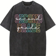Second Grade Teacher Vintage Washed T-Shirt in Black