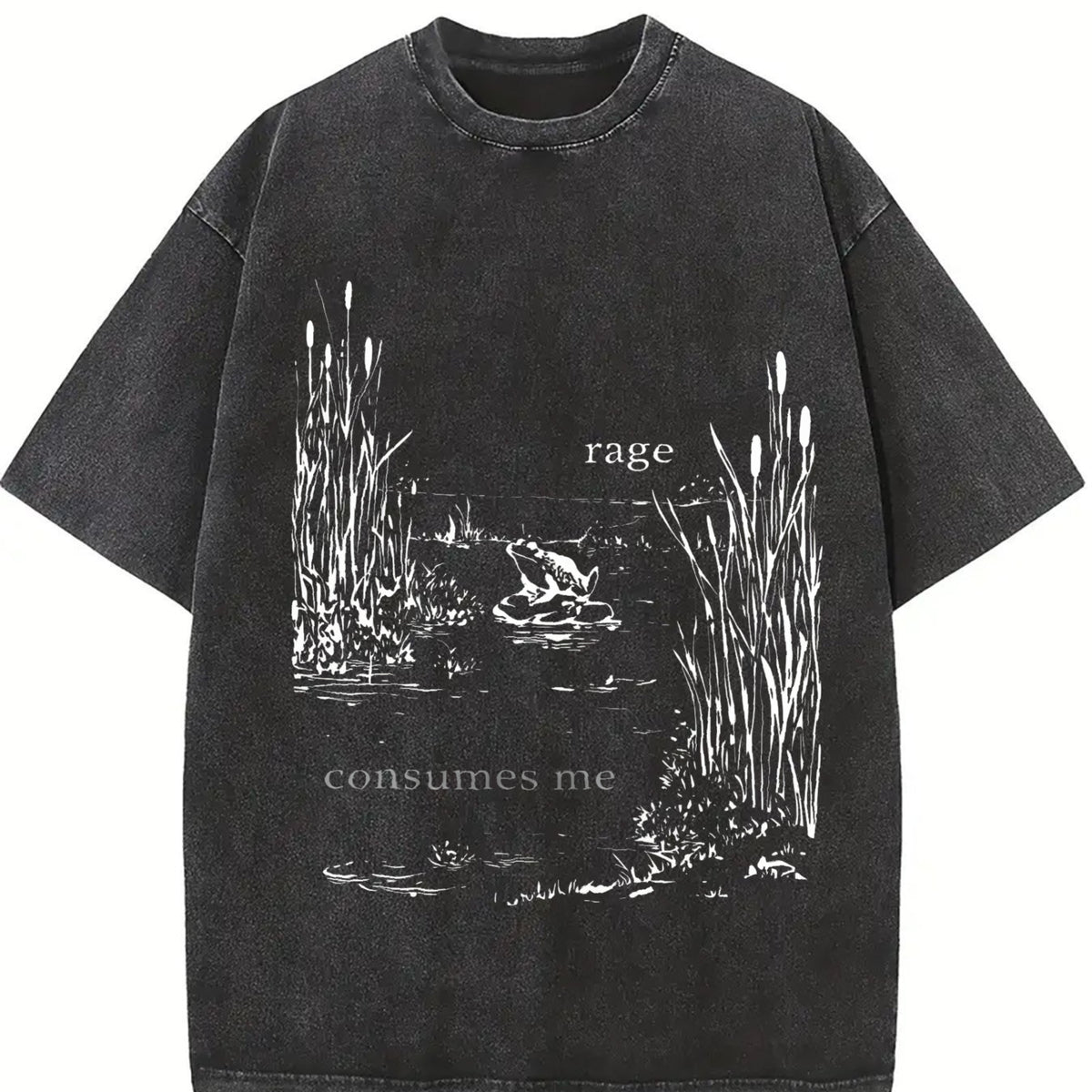 Field Frog Wax Retro Brand Vintage Washed T-Shirt in Black