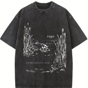 Field Frog Wax Retro Brand Vintage Washed T-Shirt in Black