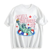 Chill the Fourth Out PNG Cotton T-Shirt in White
