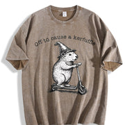 Off to Cause a Kerfuffle Vintage Washed T-Shirt in Brown