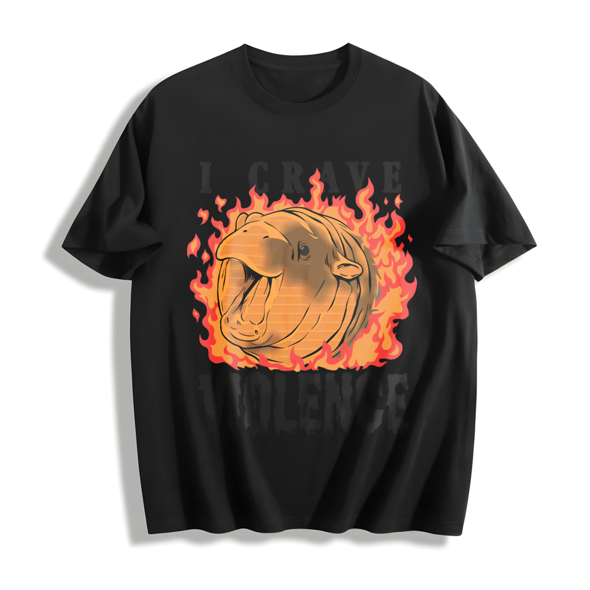 I Crave Violence Hippo Cotton T-Shirt in Black
