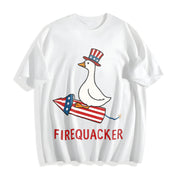 Firequacker 4th of July Cotton T-Shirt in White