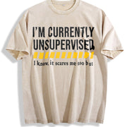 Saying Sarcastic Dad Vintage Washed T-Shirt in Beige