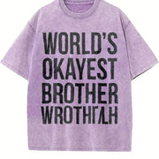 Worlds Okayest Brother Big Brother Sister Classic Sibling Vintage Washed T-Shirt in Purple