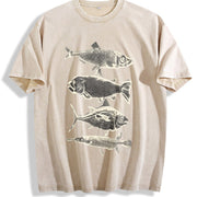 Fish Tattoo 90s Retro ® Y2k Fisher Vintage Washed T-Shirt in Beige