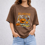 Halloweentown Est 1998 vintage washed oversized T-shirt in Brown