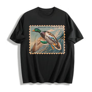 Waterfowl Stamp Art Cotton T-Shirt in Black