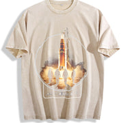 Artemis Rocket Launch Vintage Washed T-Shirt in Beige