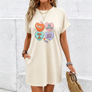 Heart Romantic Heart Letter Unique Dress Cotton T-Shirt in White