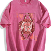 Queen of Hearts Mothers Day Vintage Washed T-Shirt in Red