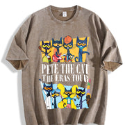 Pete the Cat the Eras Tour Vintage Washed T-Shirt in Brown