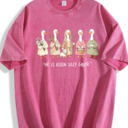 He Is Risen Silly Goose Vintage Washed T-Shirt in Red
