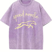 Speed Noodle Greyhound Lover Vintage Washed T-Shirt in Purple