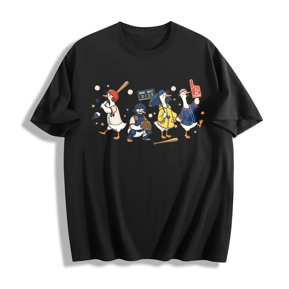 Hit the Dang Ball Goose Baseball Cotton T-Shirt in Black