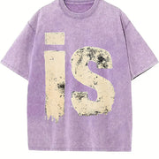 Distressed Drip Is Letter Sleeveless Tank Vintage Washed T-Shirt in Purple