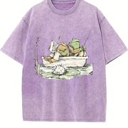 Frog 90s Retro Toad Vintage Washed T-Shirt in Purple