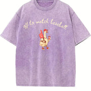 Off to Watch Baseball Goose Vintage Washed T-Shirt in Purple