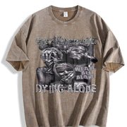 Dying Alone Marble Statues Vintage Washed T-Shirt in Brown