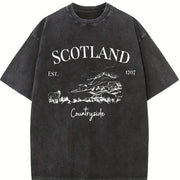 Scotland Countryside Scotland Grunge Vintage Washed T-Shirt in Black