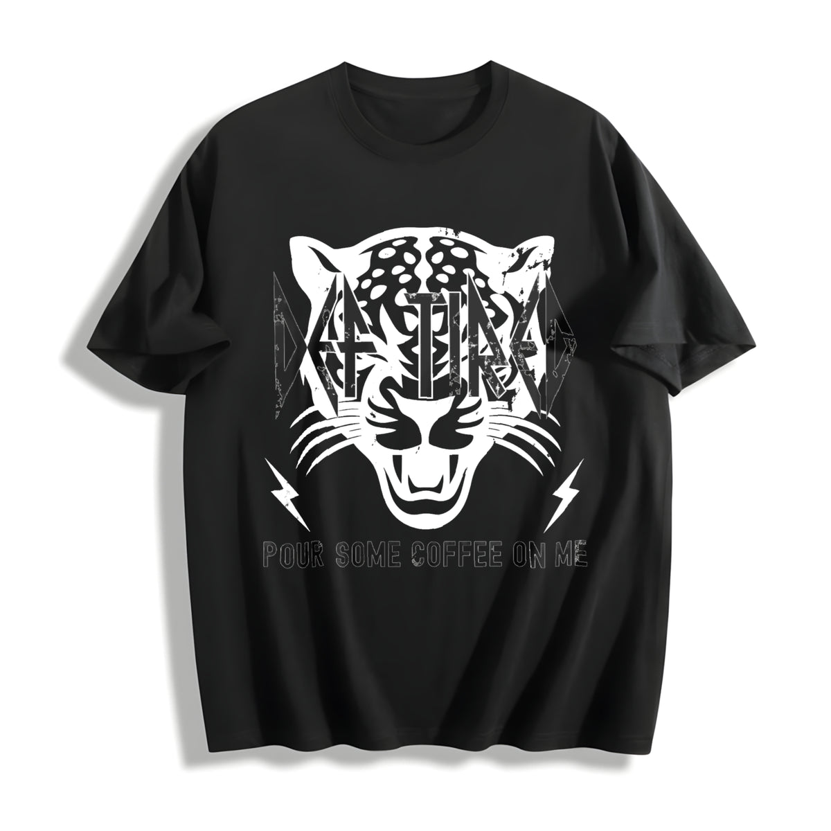 Retro Def Tired Coffee Cotton T-Shirt in Black
