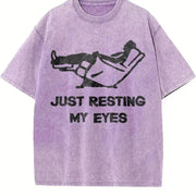 Just Resting My Eyes Sarcastic for Dad Joke Classic Dad Vintage Washed T-Shirt in Purple