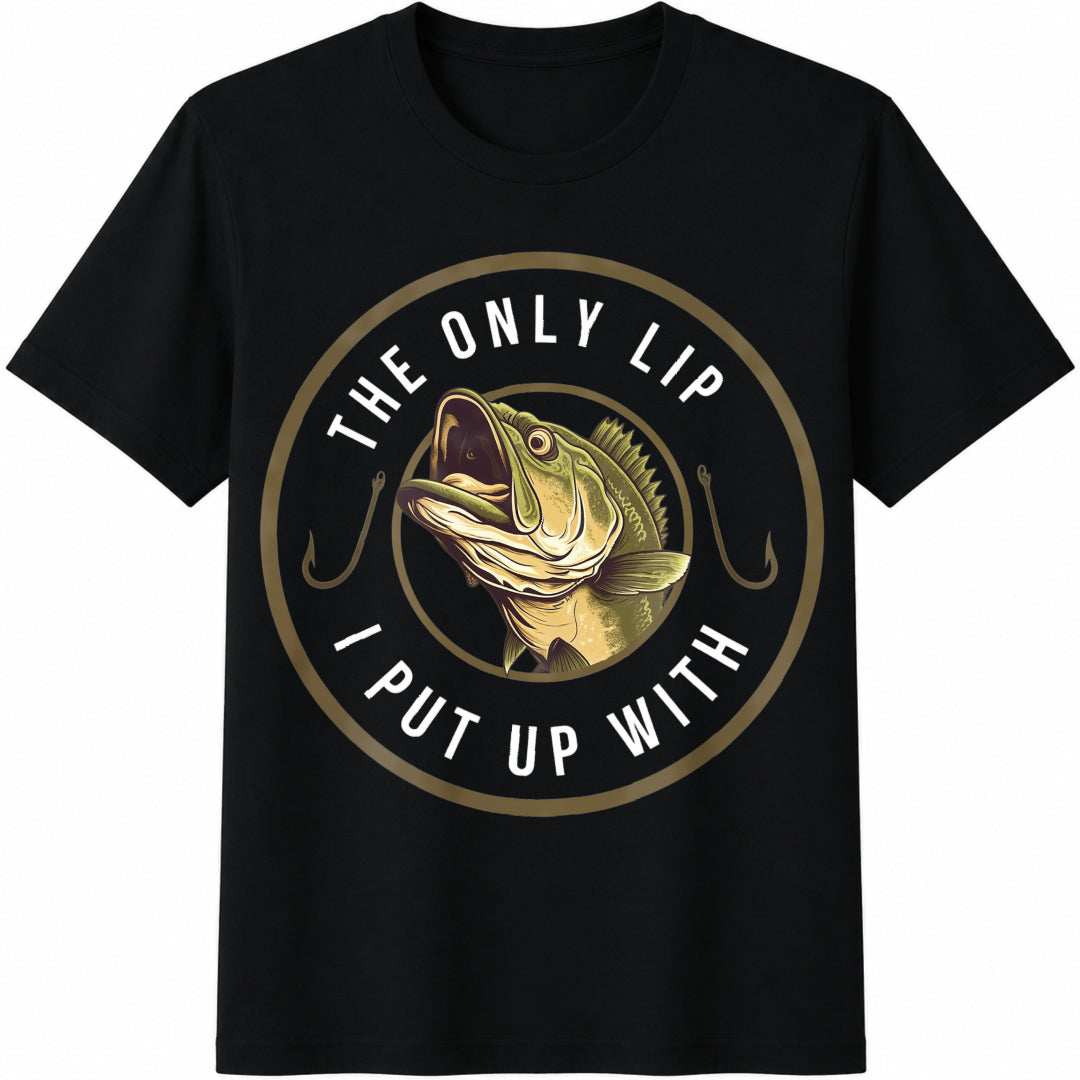 Fishing Bass Fishing Husband for Dad Unique Fathers Day Cotton T-Shirt in Black