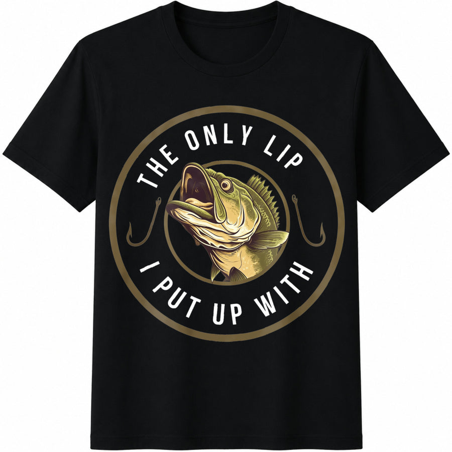 Fishing Bass Fishing Husband for Dad Unique Fathers Day Cotton T-Shirt in Black