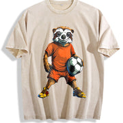 Lemur Soccer Player Vintage Washed T-Shirt in Beige